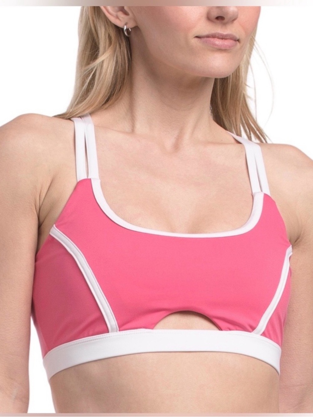 Women's Pink Juicy Couture Impact sports bra with white trim size S NWT